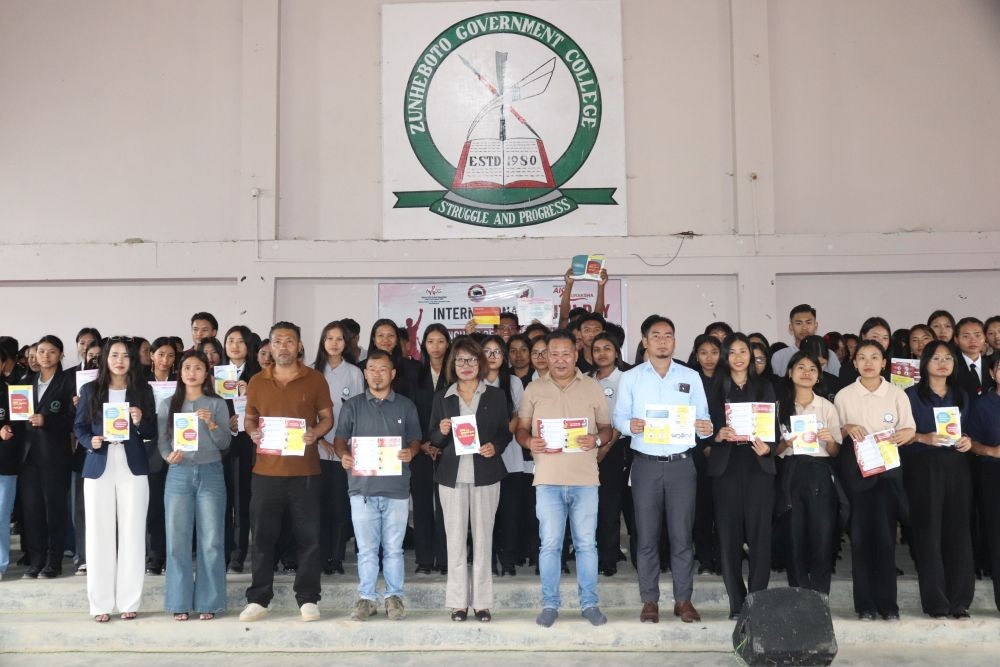 Dr G Viholi Sema, Chief Medical Officer, Zunheboto, and Hokishe Chophy, District Programme Officer, DISHA, Zunheboto, along with others during the International Youth Day 2026 observance in Zunheboto on August 12. (Morung Photo)